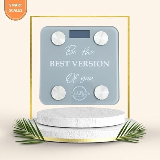 Smart Scale - Digital Bathroom Scale with BMI & Body Fat Monitor, Health Analyzer, 400 lbs Capacity, Smartphone App Compatible (Be The Best Version of You, Grey)