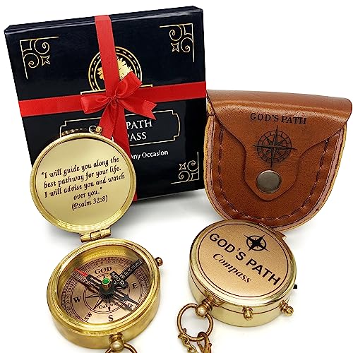 God's Path Compass - Religious Gifts for Men, Baptism Gift for Teenage Boys, Christian, Catholic, Communion, Confirmation, Graduation, Sentimental & Inspirational Present - Greeting Card Included