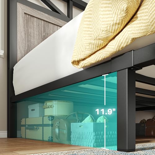 Homkdom King Bed Frame with 2 Storage Drawers and LED Lights, King Size Bed Frame and Headboard Built in Charging Station,Noise-Free,Easy Assembly, Grey