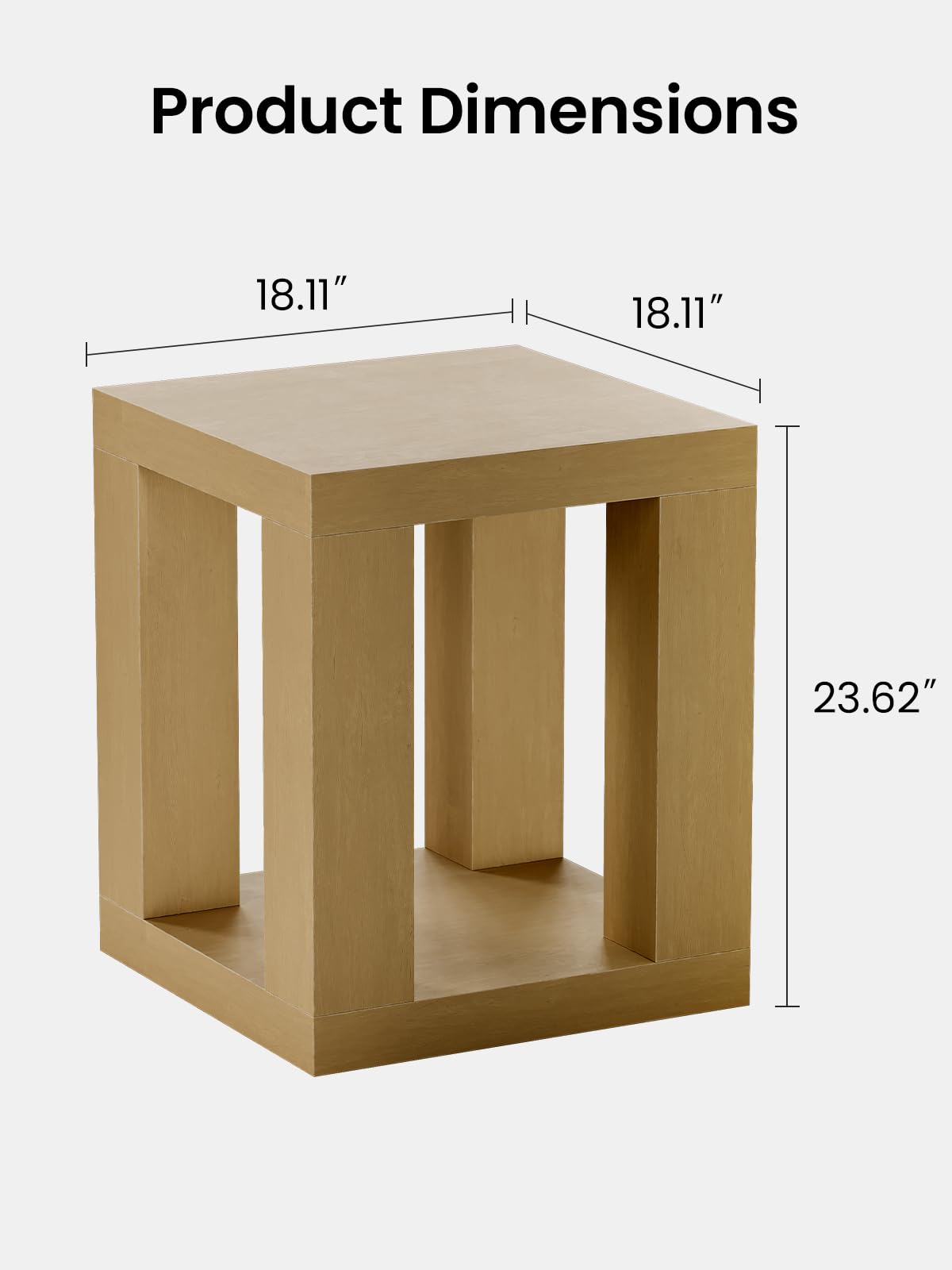ModernMate Rectangular Side Table, 2-Tier Wooden Bedside Table with Sturdy Frame, Modern End table with Open Shelf Storage, 23.62" Compact Night Stand for Living Room, Bedroom or Small Spaces, Natural