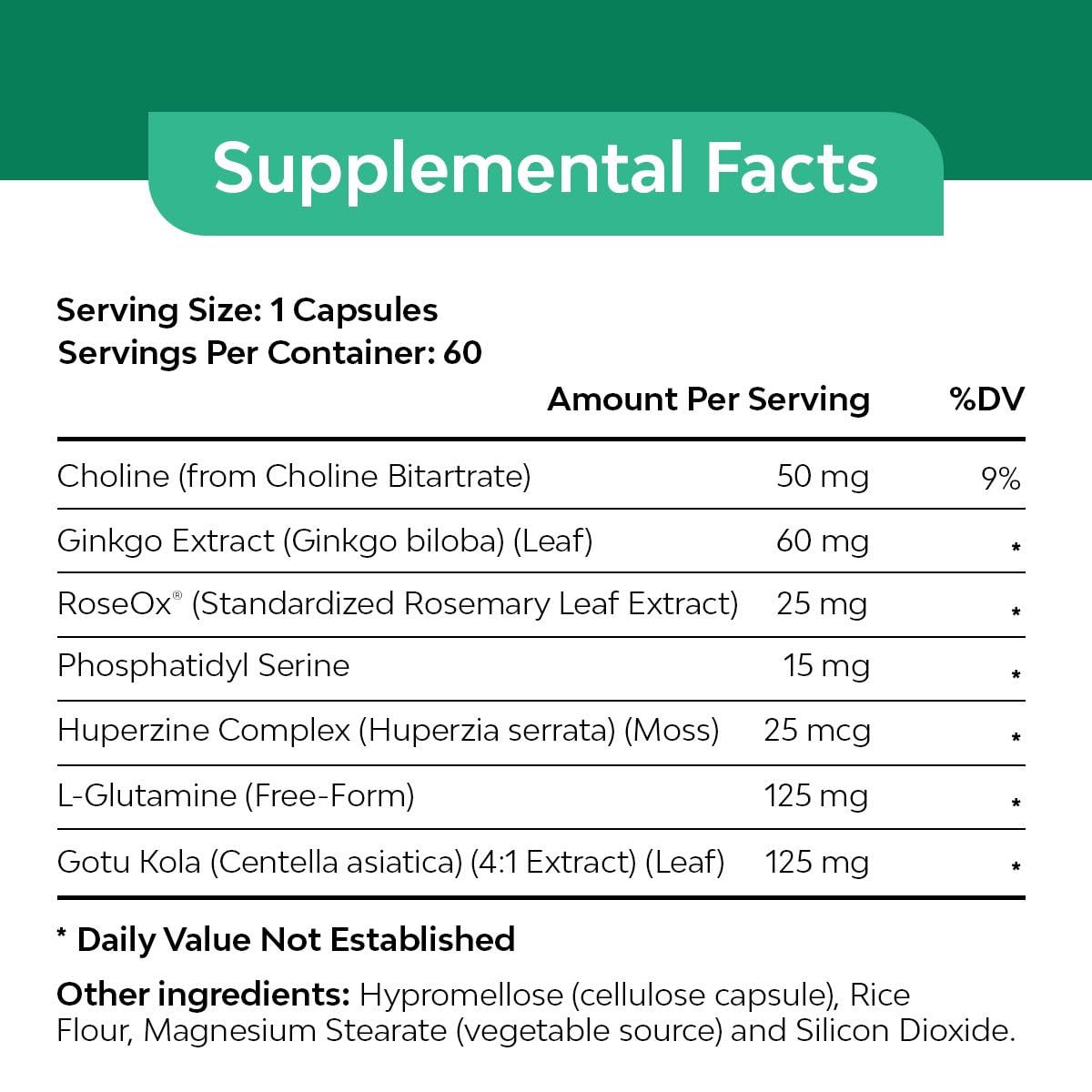 Best in Nature VitaBrain Brain Support Supplement - 60 Capsules