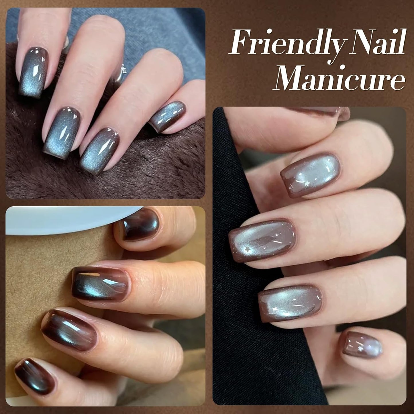 BORN PRETTY Cat Magnetic Eye Gel Nail Polish, Mint Chocolate Blue Glitter Cat Magnetic Gel Nail Polish Magnetic Nail Polish for Nail Art Manicure Salon DIY at Home 15ML