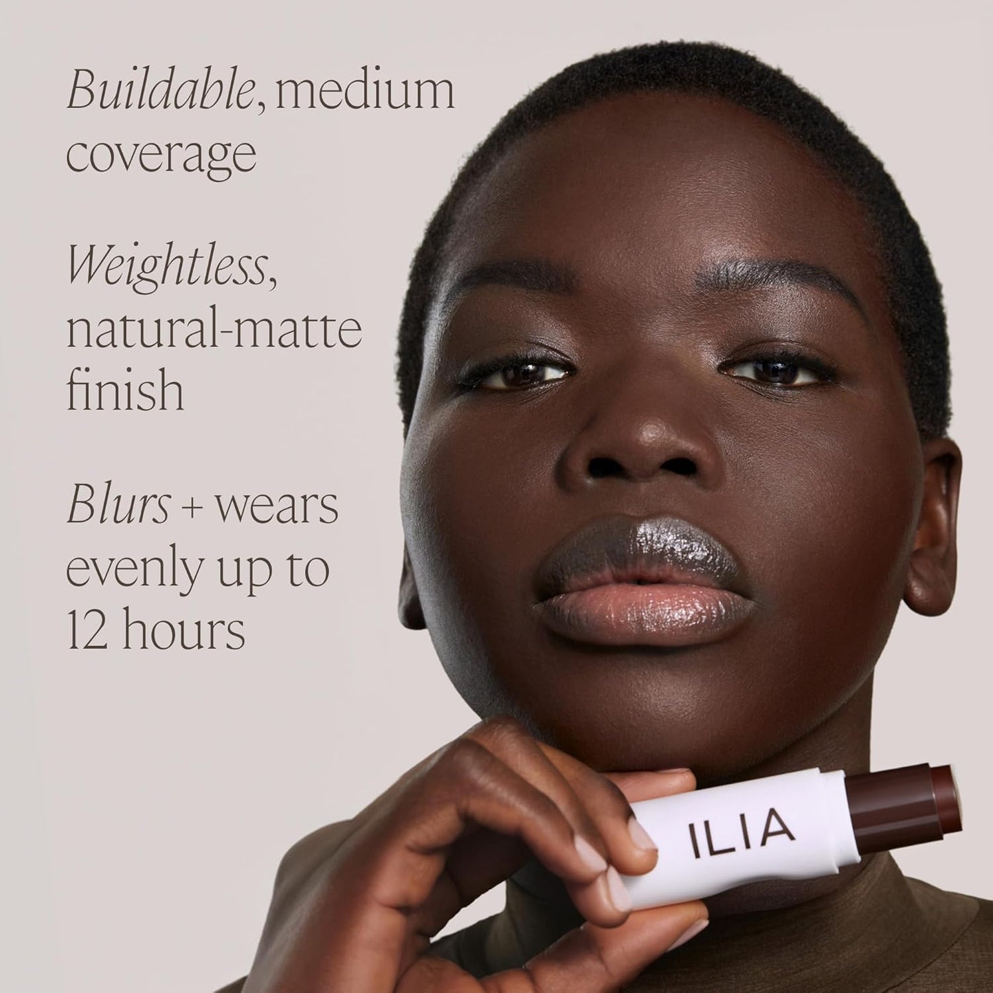 ILIA - Skin Rewind Complexion Stick - Foundation + Concealer + Skincare | Non-Toxic, Vegan, Cruelty-Free, Clean Makeup (21W - Abura, 0.35 oz | 10 g)