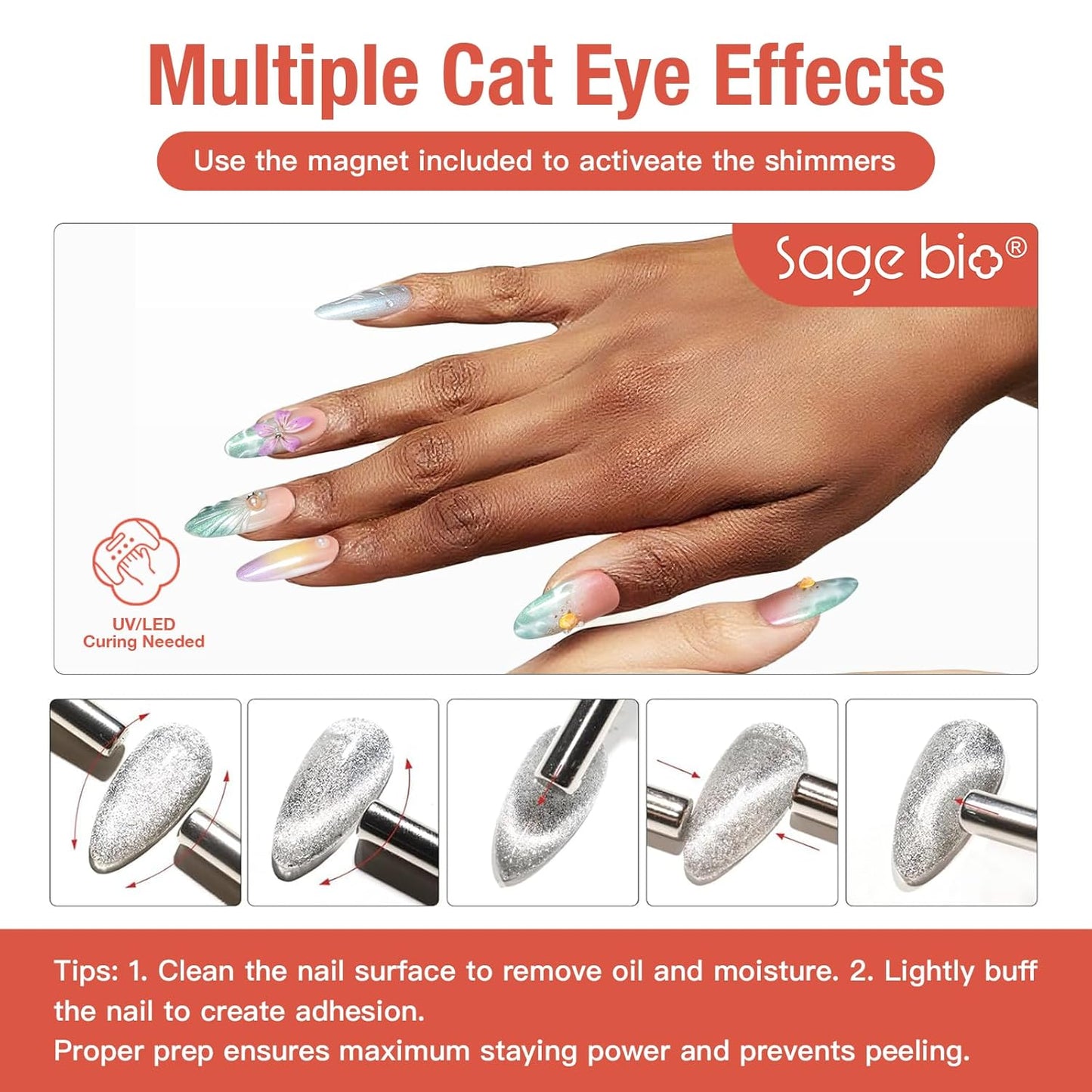 15ml Cat Eye Gel Nail Polish with Magnet Shimmer Glass Bead Effect 07