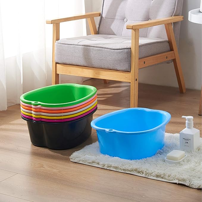 Foot Soaking Bath Basin: Plastic Foot Spa Basin for Soaking Feet - Foot Soaking Tub with Massage Dots - Roomy Foot Soak Bucket for Water Spa and Foot Massage (Purple)