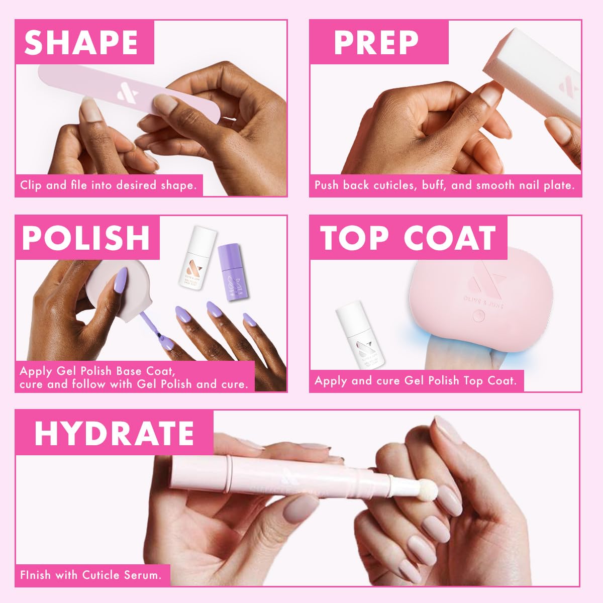 Olive & June Gel Polish | UV LED Nail Lamp Needed | Long Lasting Formula | Up to 21 Days of Wear | Damage-Free Removal | Salon-Quality Manicure, Pedicure at Home | JJ Cinnamon Brown