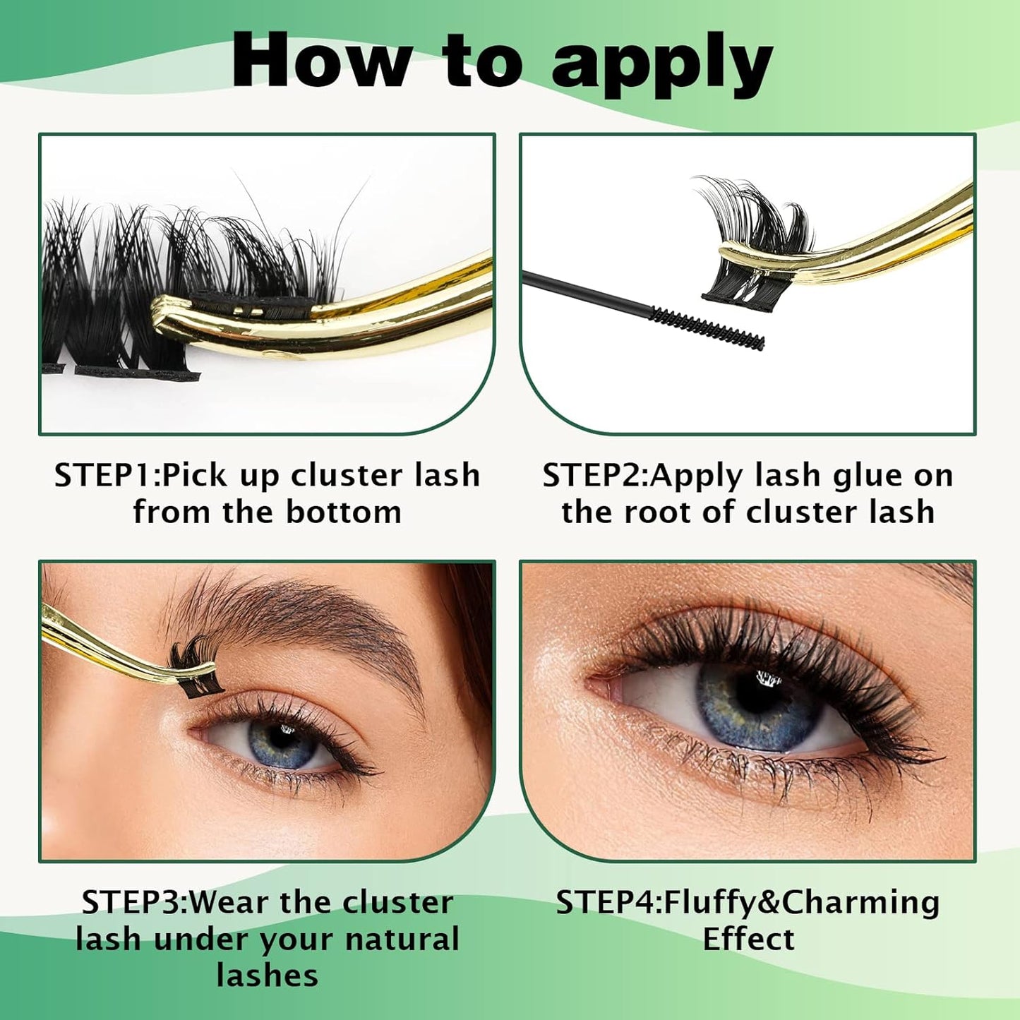 Lash Clusters,96 Pcs Cluster Lashes D Curl 18mm DIY Lash Extensions Eyelash Clusters,KEYYOU Volume Wispy Individual Lashes Soft&Comfortable Easy DIY at Home(Y10,D-18mm)