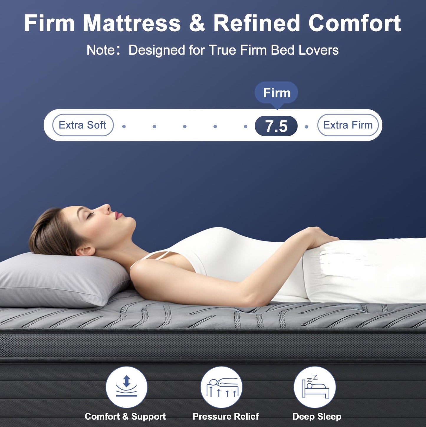 JUSTROOMY King Mattress Firm 12 Inch Hybrid Mattress with Gel Memory Foam, Cooling Ice Silk Top, Mattress in a Box, Back Pain Relief, Individual Pocket Spring-Extra Edge Support, 76*80", US Assembly