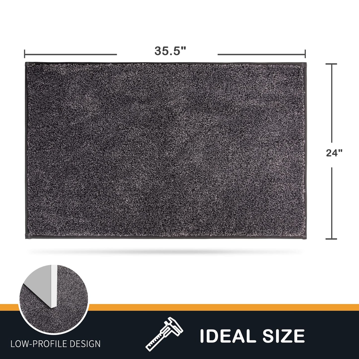 PURRUGS Dirt Trapper Door Mat 24" x 35.5", Non-Slip Machine Washable Entry Rug, Shoe Scraper, Dog Doormat, Super Absorbent Welcome Mat for Front & Back Door, Muddy Shoes & Paws, Light Grey-Dark Grey