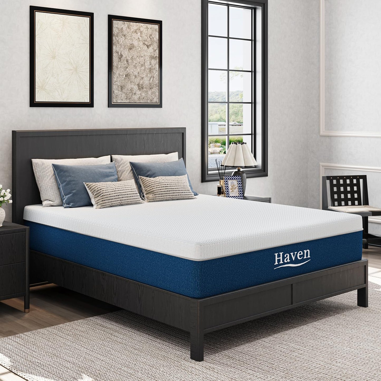 EGOHOME 12 Inch Queen Mattress, Memory Foam, Bed in a Box, Medium Firm Mattress for Back Pain Relief, Fiberglass Free, CertiPUR-US Certified, 60”x80”x12”, White
