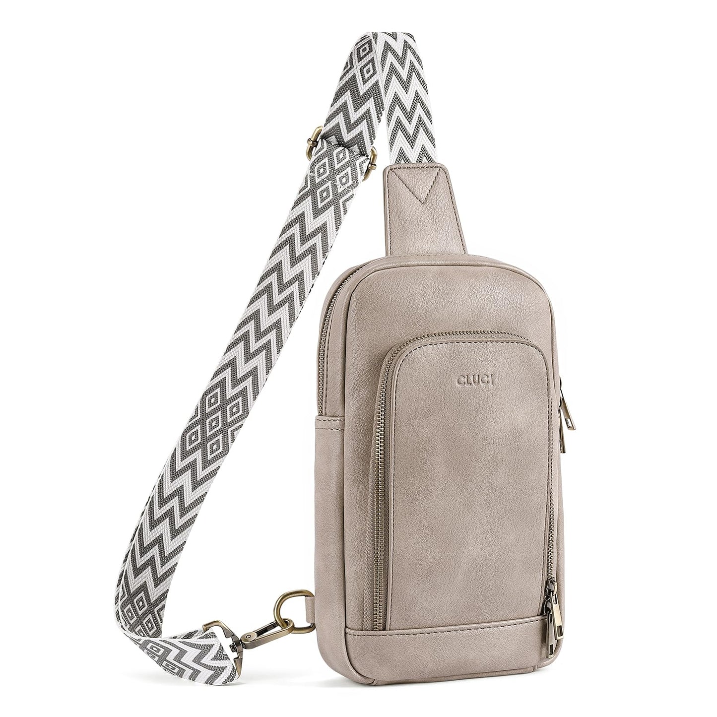 CLUCI Crossbody Bags for Women, Sling Bag for Women, Cross Body Bag for Woman, Leather Large Sling Backpack Sling Crossbody Bag for Travel Hiking Grey