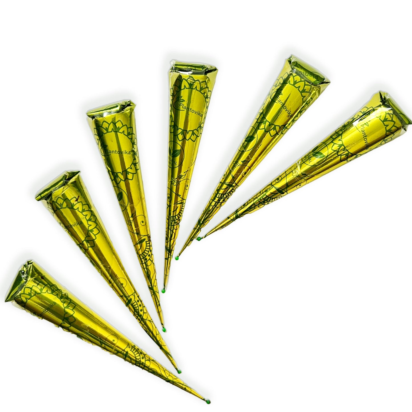 Plantovika 100% Natural and Pure Henna Cone or tube, Ready to use paste for Reddish Brown Hair Color, Long-lasting, No additives, Chemical free, Henna Hair Dye, Spot hair coloring (Pack of 6)
