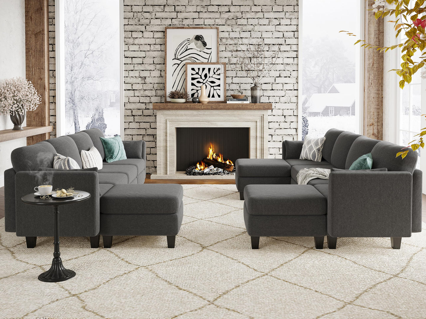 Huatean Home Modular Sectional Sofa, Convertible U Shaped Sofa Couch with High Density Memory Foam, 6 Seat Comfy Modular Sofa Couch for Living Room, Modern U Shaped Sectional Sofa, Dimgrey