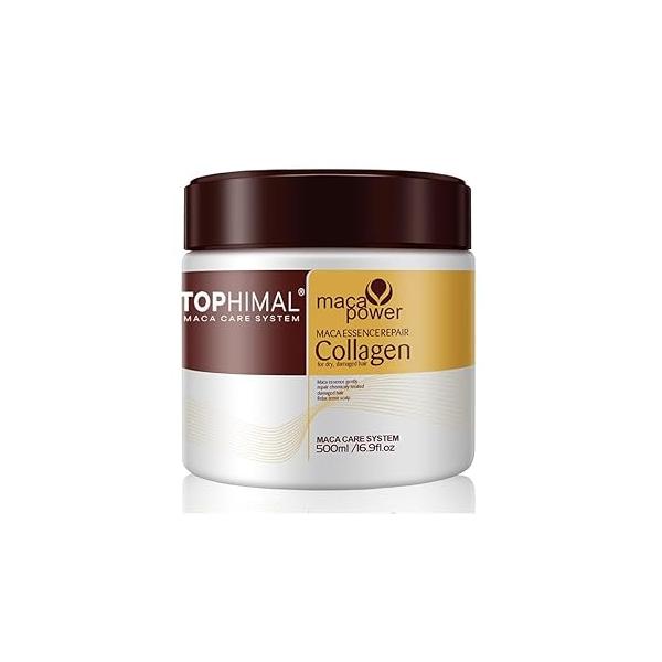 Maca Collagen Hair Treatment Mask 16.9 Fl Oz, Authentic Essence and Argan Oil Deep Repair Conditioning for Dry Damaged Hair, For All Types 500ml