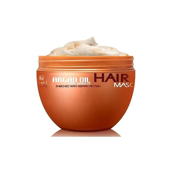 Nuspa Argan Oil Hair Mask - Deep Conditioner Sulfate Free for Dry Damaged with Organic Jojoba Kernel Aloe Vera Collagen and Keratin