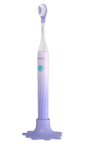 Philips Sonicare, Battery Toothbrush, for Kids Age 3+, with SmarTimer and QuadPacer for Thorough Clean, Lightweight and Colorful Handle, Quick Start Guide, Purple, Model HY1130/01