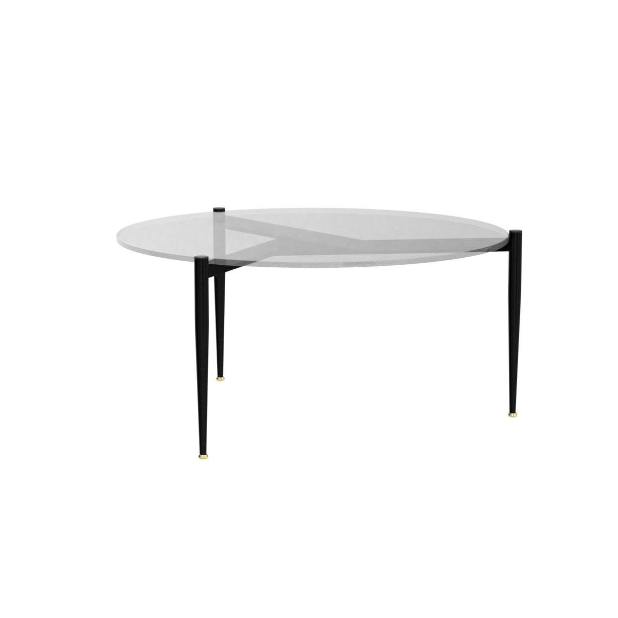 Artloge Round Tempered Glass Table: 31.5 inch Large Circle Top Storage Shelf with Metal Frame, Modern Coffee Table Center Desk Luxury Furniture for Living Room, Grey