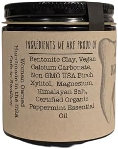 Remineralizing Vegan Fluoride Free Tooth Powder Peppermint Formula I Glass Jar I Stronger Teeth I Fresh Breath I with Xylitol I Organic Ingredients