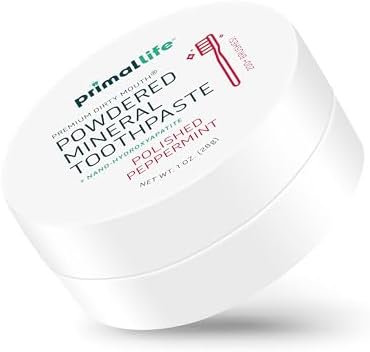 Primal Life Organics - Dirty Mouth Toothpowder, Tooth Cleaning Powder, Flavored Essential Oils with Natural Kaolin & Bentonite Clay, Good for 200+ Brushings, Paleo, Organic, Vegan (Peppermint, 1 oz)