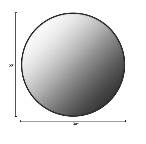 Growsun 30 inch Wall Round Mirror, Large Wall Mounted Circle Mirror Black Metal Frame for Bathroom, Entry, Dining Room, & Living Room