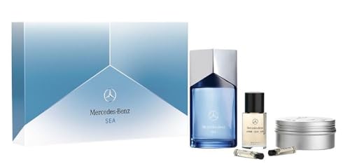 Mercedes Benz Sea LSA Giftset - Men's Cologne Gift Set - 3 Colognes for Men, Hair Oil, Solid Shower Gel Body Wash - Grooming Essentials - 5 Pc