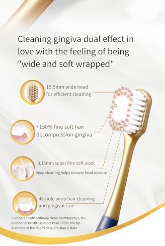 Upgraded Adult Wide Head Soft Hair Manual Gingival Cleaning Toothbrush, Adult Manual Toothbrush Set (6 Pieces Per Box), All-Round Care of Teeth and Gums, Stylish Appearance (1 Set)