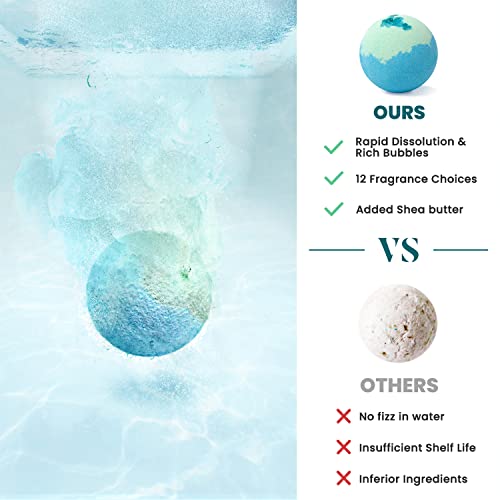 Bath Bombs for Women, 12pcs Handmade Natural Bath Bomb, Stocking Stuffers, Mothers Day Presents for Mom, Bath Bomb with Shea Butter, Valentines Day Gifts for Her and Him