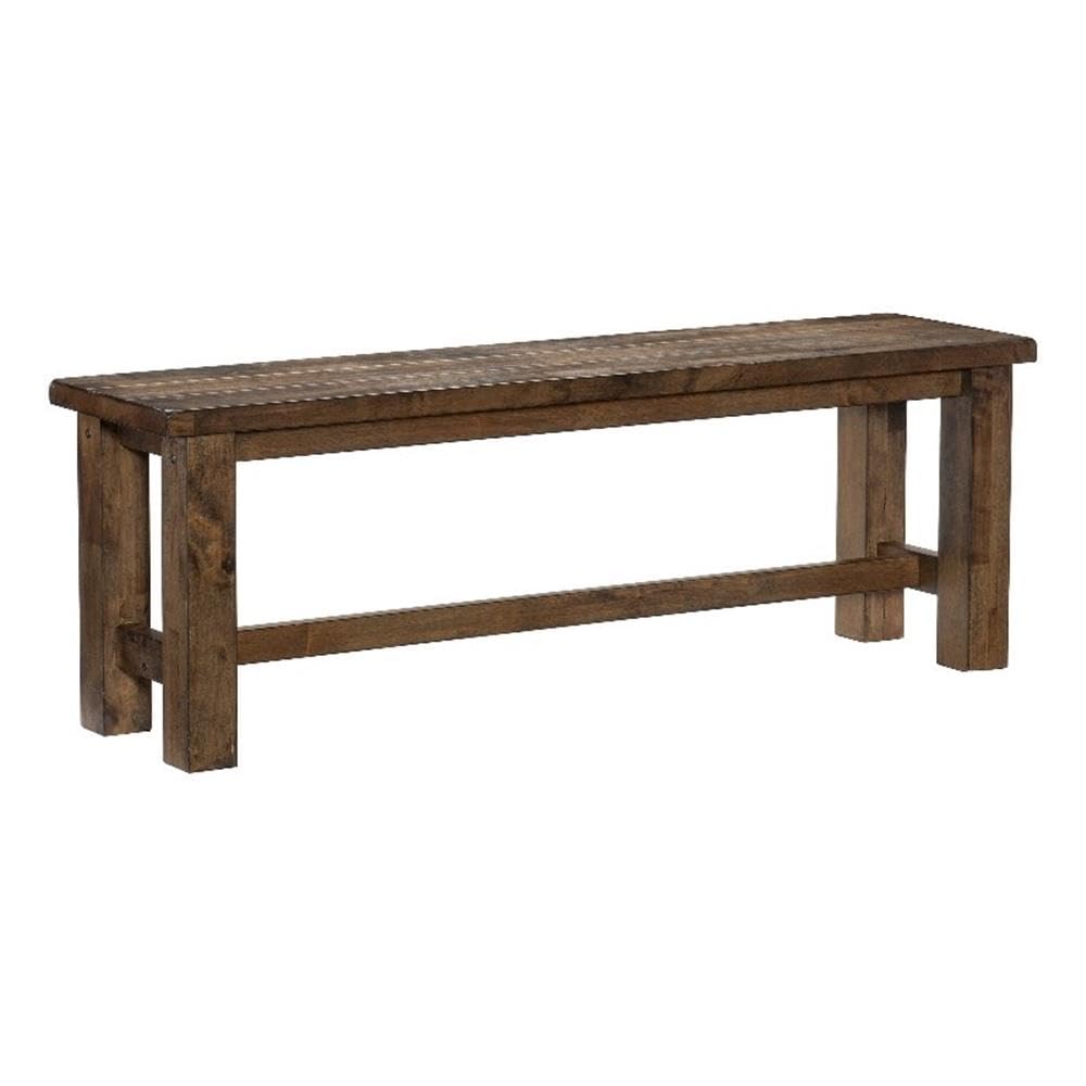 Lexicon Transitional Solid Wood Dining Room Bench in Burnished Brown