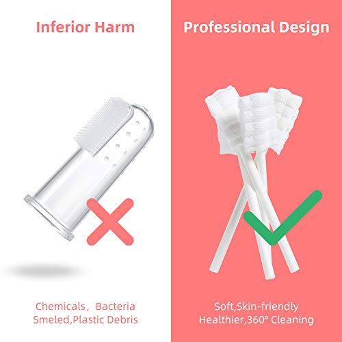 Dearlomum Baby Tongue Cleaner, Newborn Toothbrush, 96PCS Disposable Infant Toothbrushes, Gauze Gum Cleaner Toothbrush Baby Oral Cleaning Stick Dental Care for 0-36 Months
