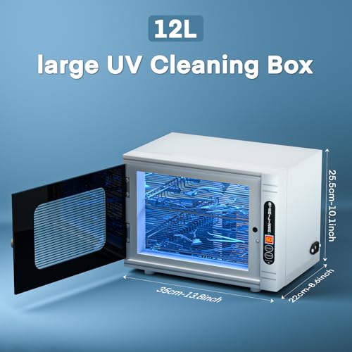 Yofuly Sterilizer for Esthetician, 12L Large Sterilizer for Nail Tools, Multi-Functional Nail Cleaning Box, Large Capacity Cleaning Cabinet for Home Use, Barbers, Beauty Salons, and Spas