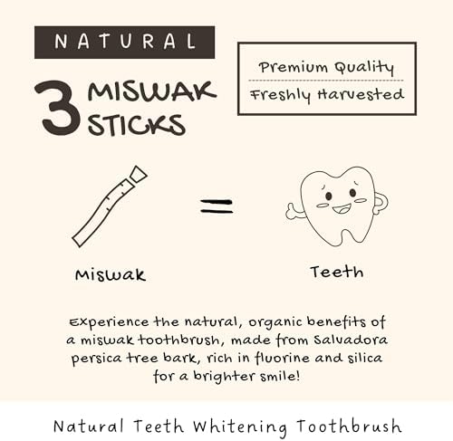 Miswak Sticks for Teeth, Natural Toothbrush, No Toothpaste Needed, Miswak Toothbrush Stick also known as Siwak Chew Sticks for Humans, Meswak, مسواك
