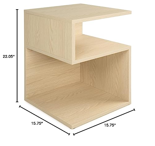 ODIKA Tokyo S Minimalist 3 Tier End Table - Minimalist 3-Tier Wood Nightstand for Small Spaces with Open Storage - Japanese-Inspired Bedside Table for Bedroom (Natural)