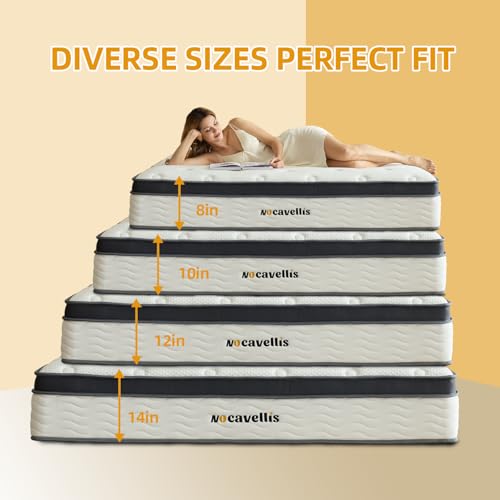 Nocavellis Full Size Mattress 10 Inch Hybrid Mattresses Full with Gel Memory Foam and Pocket Spring for Cool Sleep and Pressure Relief, Breathable Comfort Soft Bed Mattress in a Box, Medium Firm Feel
