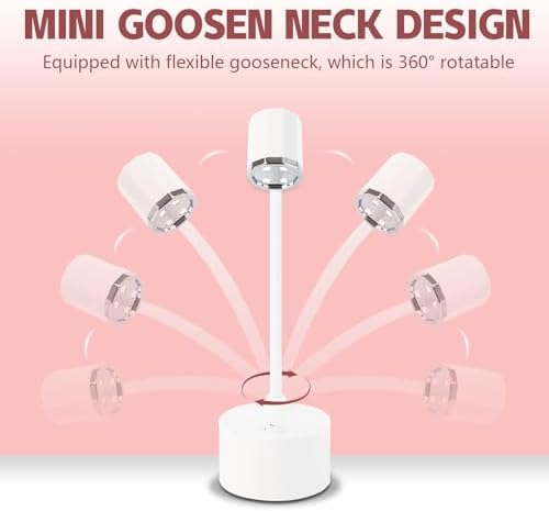 Touch Switch Gel X Lamp,Flash Cure Mini Nail Lamp,Rechargeable Cordless UV LED Light,Gooseneck Nail Gel Dryer for Home Nail DIY Manicure (White)