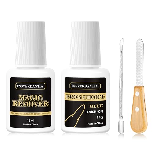 Gel Nail Glue and Nail Glue Remover Kit，Strong Nail Glue Quickly Nail Glue Remover for Press on Acrylic Nails Tips，Nail Glue Gel for Fake Nail Kit