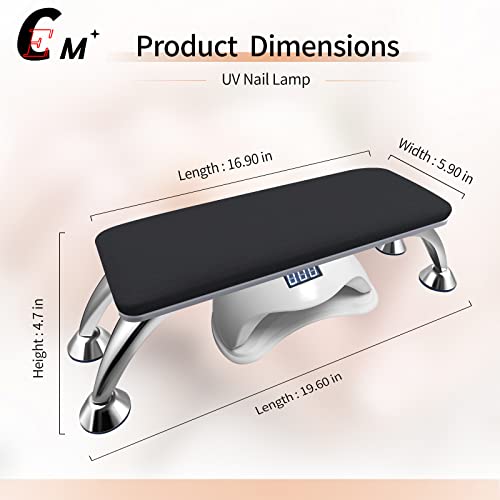 Manicure Hand Rest,Nail Arm Rest for Nail Tech,Manicure Pillow For Nails Toenails,Big Hand Rest with Soft Cushion,Black