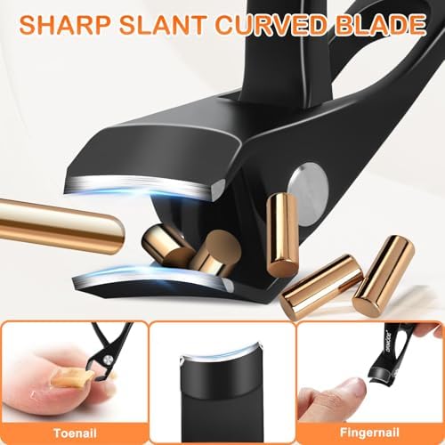 Toenail Clippers for Seniors Thick Toenails, Slanted Angled Head Large Nail Clippers Set for Men, Ultra Sharp Fingernail Clipper with File, Heavy Duty Toe Nail Clippers with Wide Jaw