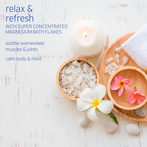 LIFE-FLO Pure Magnesium Bath Flakes - Epsom Salt Soak Alternative - Unscented Magnesium Flakes from The Zechstein Seabed - Relaxing Foot Bath with Ancient Trace Minerals - 60-Day Guarantee, 44oz