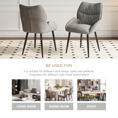 Kiztir Velvet Dining Chairs Set of 4 Modern Dining Chairs Upholstered Dining Room Chairs with Back and Metal Legs for Kitchen, Dining Room, Living Room (Grey)