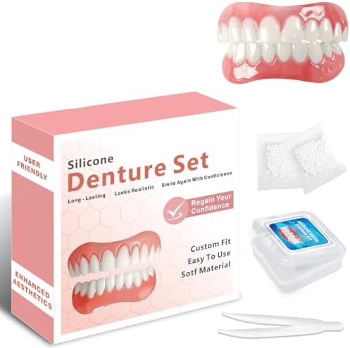 Tooth Repair Kit, Dentures for Women and Men, Silicone Dentures Upper and Lower, Fix Your Smile at Home Within Minutes, Natural Shade False Teeth & Veneers
