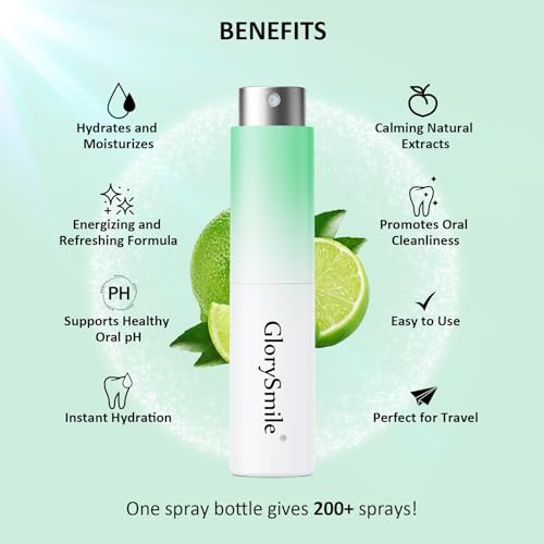 Oral Breath Spray, Mouth Spray Breath Fresheners, Adult Bad Breath Relief, Hours of Freshness - Natural Plant Extracts, 0 Alcohol - Compact & Portable 3-Pack - 3 Flavors (Mint/Peach/Lemon)