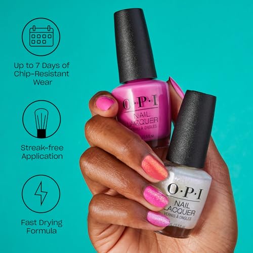 OPI Nail Lacquer Nail Polish | Opaque Dark Blue Purple Shimmer Chip Resistant Nail Polish | Vegan, Fast Drying, Streak Free