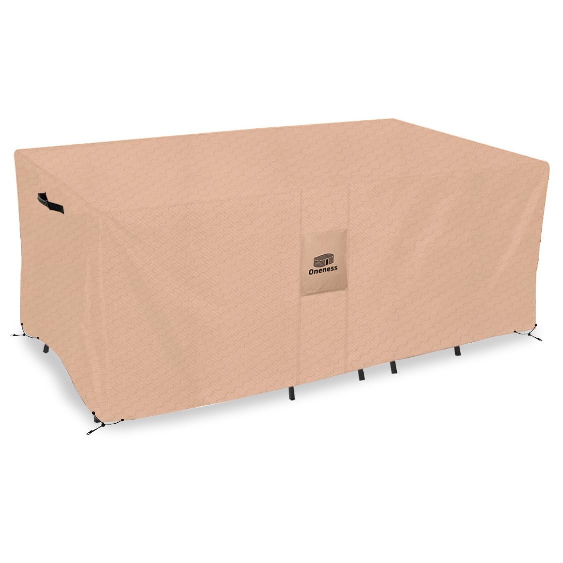 ONENESS Heavy Duty Square Rectangular Patio Table Cover - 126" W x 74" D x 29" H Waterproof Patio Furniture Cover, UV-Resistant Outdoor Dining Table Protector