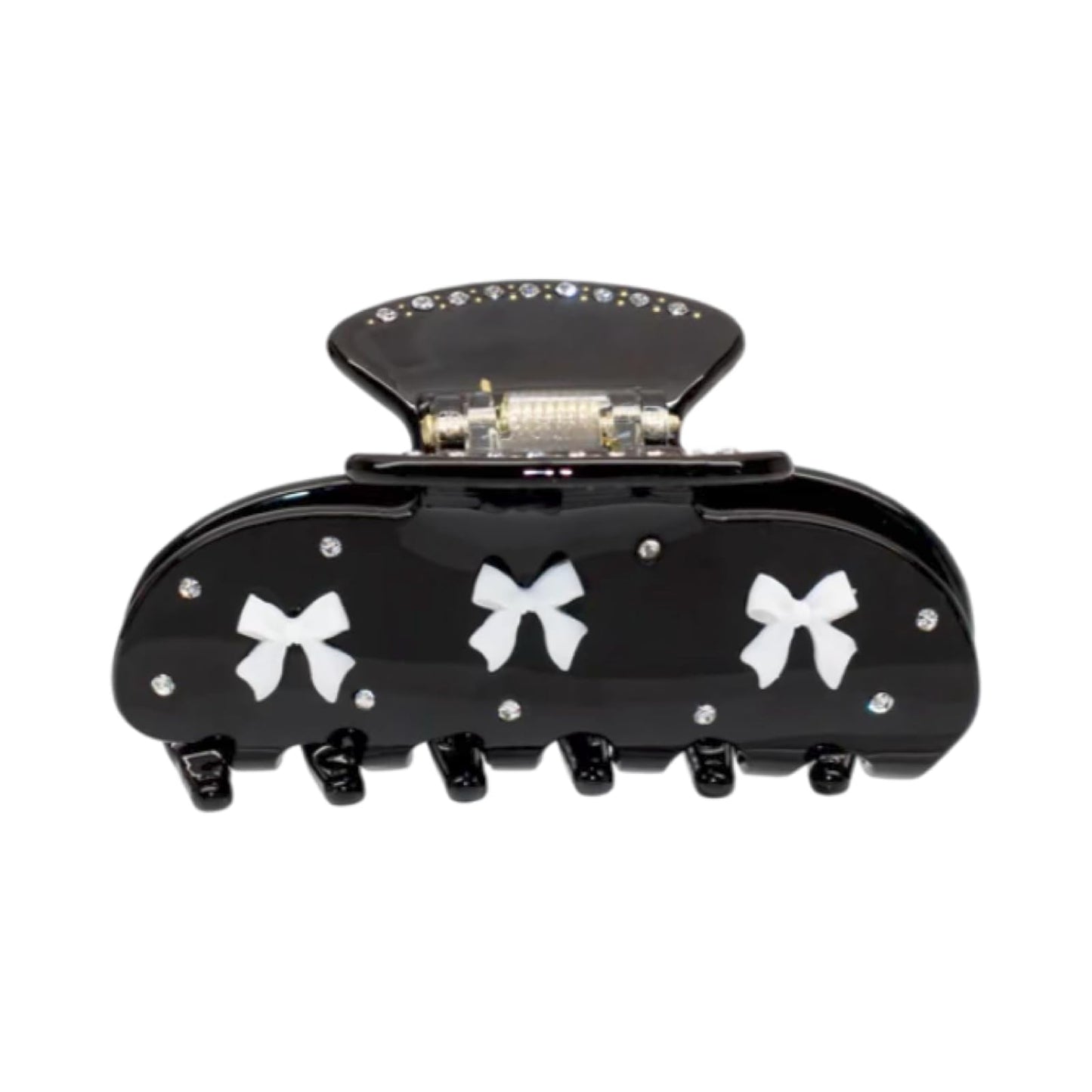 The RPZL Premium Acetate Big Hair Accessory | Oversized Claw Clip for Thick and Thin Hair | Stylish Hair Jaw Clip for Women and Girls (Black Bows)