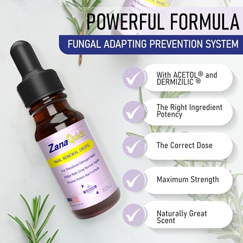 ZanaQuick Extra Strength Toenail & Fingernail Repair Drops - Nail Care Renewal for Thick, Damaged & Discolored Nails - 2 Pack
