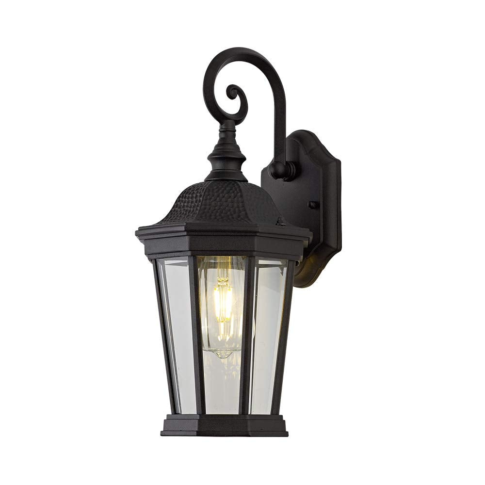 Smeike Exterior Light Fixtures, Large Outdoor Wall Light/Lantern, Outdoor Porch Light Fixtures Wall Mount in Matte Black Finish with Clear Glass, Aluminum Alloy, 60W
