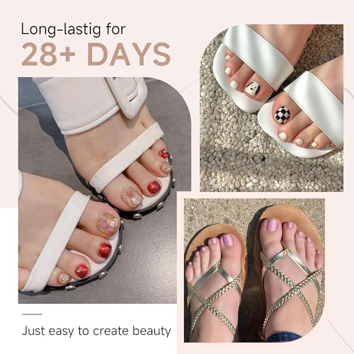 UNA GELLA Toe Nail Tips Full Cover, 216 Pcs Square Round Toe Nail Press Ons Clear Pre-shape Gel Toe Nail Tips Double Matte Acrylic Fake Toenails Extensions DIY Home Nail Salon for Women, 15 Sizes