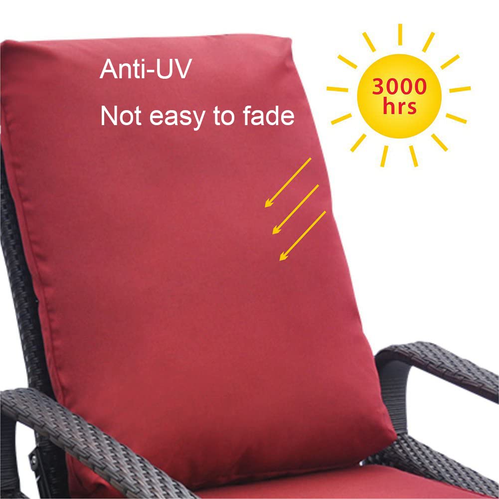Babylon Dual-use Indoor/Outdoor Wicker Adjustable Recliner Chair, Patio Relaxing Lounge Rattan Armchair with Cushions (Brown Wicker+red Cushion)