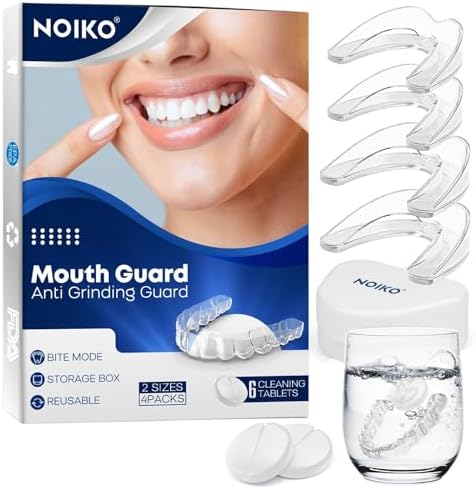 NOIKO Mouth Guard for Grinding Teeth at Night, Mouth Guard for Clenching Teeth at Night Upgraded Material, Night Guards for Teeth Grinding, Anti Grinding Guard for Adult with 6 Cleaning Tablets