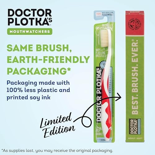MOUTHWATCHERS Soft Flossing Toothbrushes, Value Family Pack, 4 Adult & 2 Kids, Ultra Clean Manual Toothbrush Set for Sensitive Teeth & Gums, by Dr. Plotka, Assorted Colors
